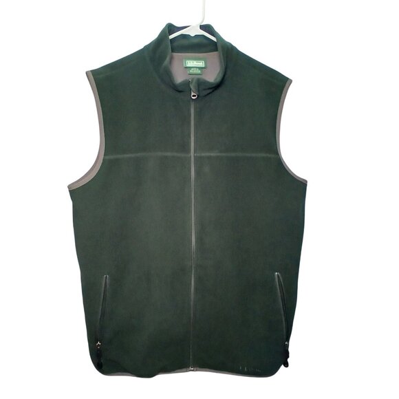 L.L. Bean Mens Fleece Full-Zip Vest Size Large Lightweight Outdoor Layer Green/G - Picture 1 of 16
